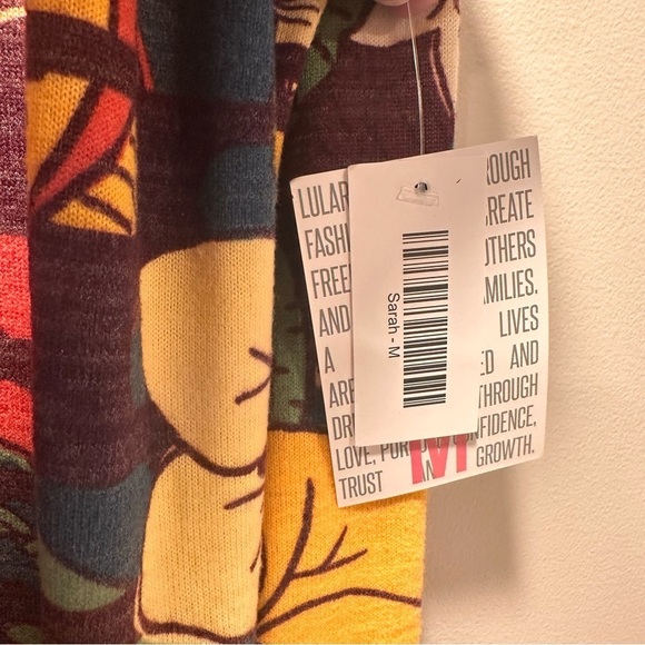 LulaRoe Sarah Long Sleeve Ankle Cardigan Cozy Slightly Thick Floral Boho M 10-12 - Picture 13 of 16